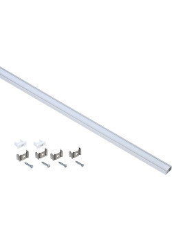 Профиль алюминиевый для светодиодной ленты 1607 накладной прямоугольный 2м с комплектом аксессуаров (опал) IEK