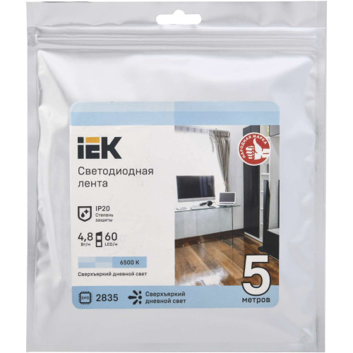 Лента светодиодная 5м LSR-2835W60-4,8-IP20-12В IEK