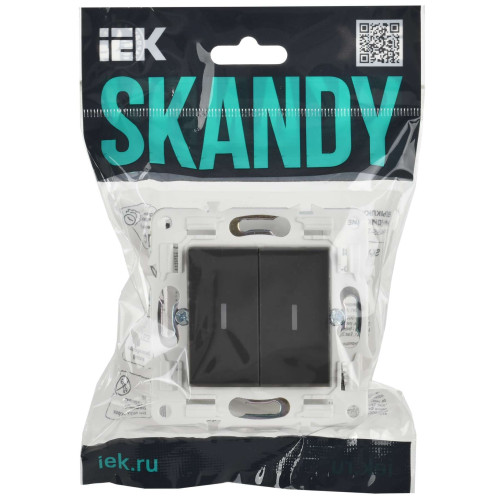 SKANDY Выключатель 2-клавишный проходной с индикацией 10А SK-V10G графит IEK