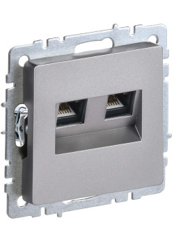 BRITE Розетка компьютерная двойная RJ45 кат.5E РК10-2-БрС сталь IEK