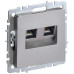BRITE Розетка компьютерная двойная RJ45 кат.5E РК10-2-БрС сталь IEK
