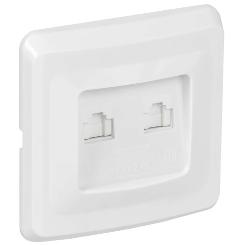 VEGA Розетка 2-местная компьютерная RJ45 кат.5е РК10-2-ВБ белый IEK