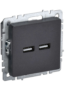 BRITE Розетка USB A+A 5В 3,1А РЮ10-1-БрЧ черный IEK