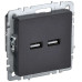 BRITE Розетка USB A+A 5В 3,1А РЮ10-1-БрЧ черный IEK