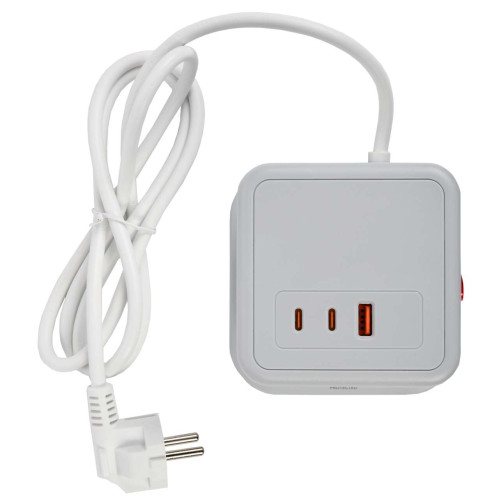 DOMINIC Удлинитель У08K 8 мест 2P+PE 1,5м 3х1,0мм2 16А/250В USB A+C 20Вт серый IEK DOMINIC Удлинитель У08K 8 мест 2P+PE 1,5м 3х1,0мм2 16А/250В USB A+C 20Вт серый IEK