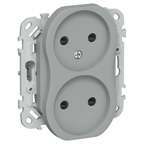 FLITE Розетка 2-местная без заземления с защитными шторками безвинтовое крепление 10А РСш02-1-ФлС серый IEK