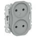FLITE Розетка 2-местная без заземления с защитными шторками безвинтовое крепление 10А РСш02-1-ФлС серый IEK