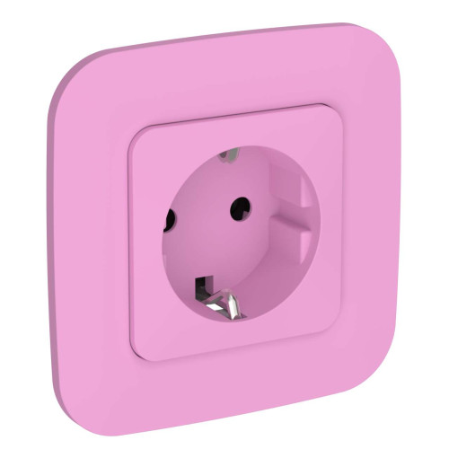 FLITE Розетка с заземлением с защитными шторками безвинтовое крепление 16А РСш11-1-ФлПр пурпурный IEK