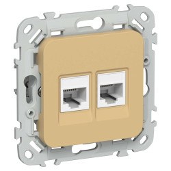 FLITE Розетка 2-местная RJ45/RJ11 категория 5Е/3 UTP РКТ5е/3-2-0-ФлШм шамуа IEK