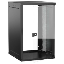 Шкаф настенный 18U 600х650мм стеклянная дверь черный GENERICA