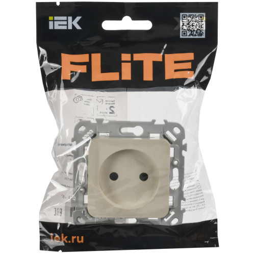 FLITE Розетка без заземления с защитными шторками безвинтовое крепление 10А РСш01-1-ФлСл сливочный IEK