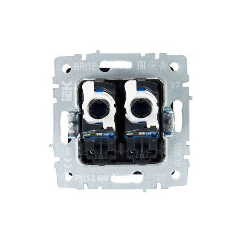BRITE Розетка компьютерная двойная RJ45 кат.6 РК11-2-БрШ шампань IEK