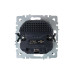BRITE Розетка 1-местная с заземлением с защитными шторками 16А с USB A+A 5В 2,1А РЮш10-1-БрЧ черный IEK