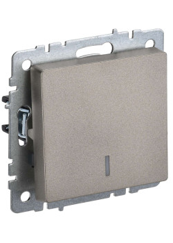 BRITE Выключатель 1-клавишный с индикацией 10А ВС10-1-1-БрШ шампань IEK