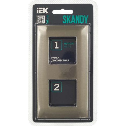 SKANDY Рамка 2-местная SK-F32N металл никель IEK