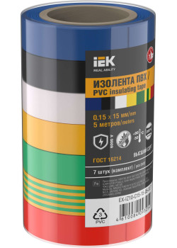 MIXTAPE 7 Изолента 0,15х15мм 5м (7шт/компл) IEK