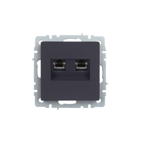 BRITE Розетка компьютерная двойная RJ45 кат.5E РК10-2-БрГ графит IEK