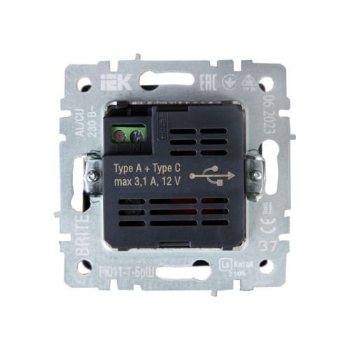 BRITE Розетка USB A+C 18Вт РЮ11-1-БрШ шампань IEK