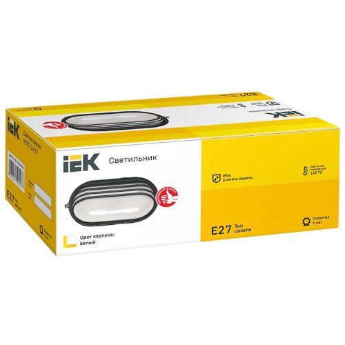Светильник НПП1407 овал ресничка 60Вт IP54 белый IEK