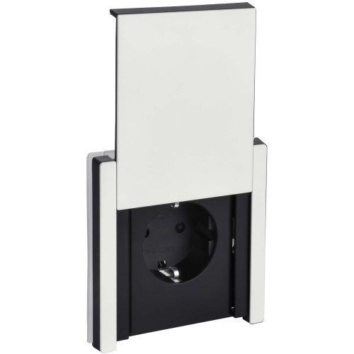 FORTE&PIANO Розетка 1-местная с заземлением с защитными шторками и крышкой безвинтовое крепление 16А IP44 FP219M металл белый IEK