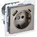 BRITE Розетка 1-местная с заземлением с защитными шторками 16А с USB A+C 18Вт РЮш11-1-БрШ шампань IEK