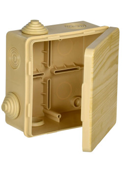 Коробка распаячная КМ для открытой проводки с откидной крышкой 100х100х50мм IP54 8 гермовводов сосна IEK