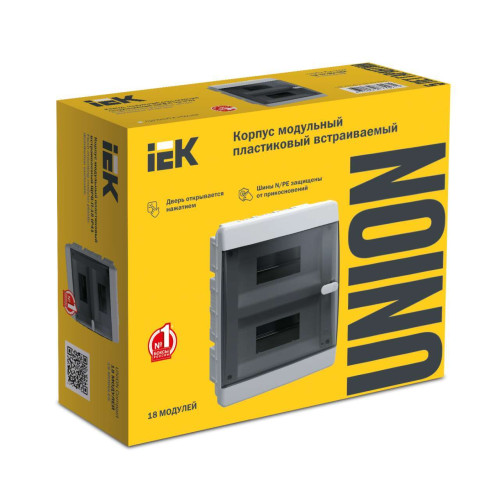 UNION Compact Корпус пластиковый ЩРВ-П-18 IP41 черная прозрачная дверь IEK