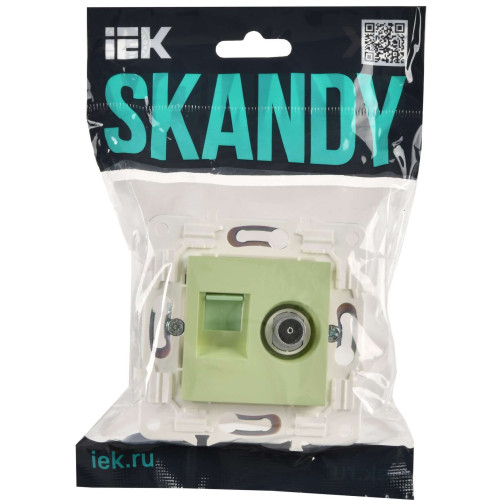 SKANDY Розетка двойная TV+RJ45 кат.6 SK-A15G мятный IEK