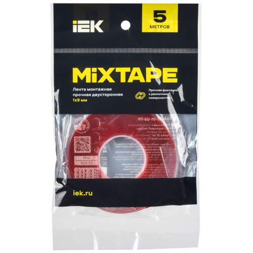 MIXTAPE PRO Лента монтажная прочная двусторонняя 1х9мм 5м IEK