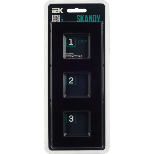 SKANDY Рамка 3-местная SK-F23Bl стекло черный IEK