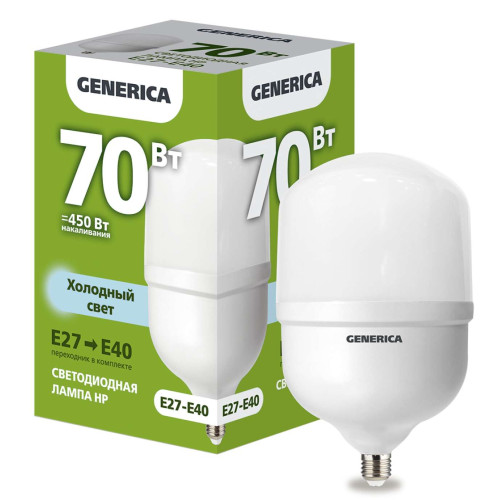 Лампа светодиодная HP 70Вт 230В 6500К E27-E40 GENERICA