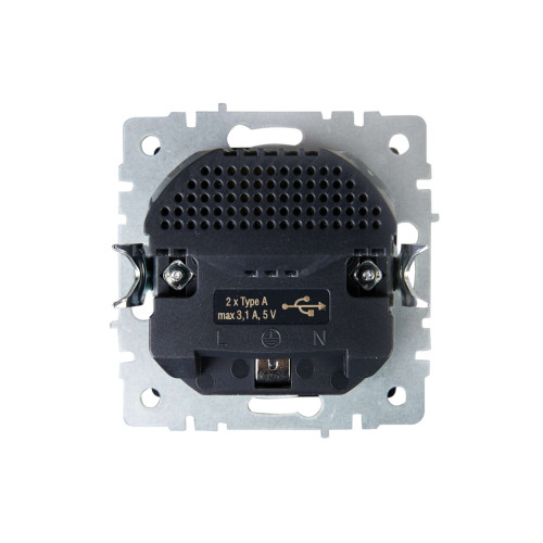 BRITE Розетка 1-местная с заземлением с защитными шторками 16А с USB A+A 5В 3,1А РЮш10-2-БрТБ темная бронза IEK