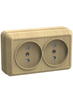 OKTAVA Розетка 2-местная без заземления для открытой установки 10А РС22-2-ОС сосна IEK