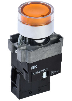 Кнопка управления LA167-BW3571 d=22мм RC 1NO с подсветкой желтая IEK