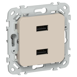 FLITE Розетка USB A+A 3,1А РЮ-2-ФлЛ льняной IEK