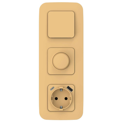 FLITE Розетка 1-местная с заземлением с защитными шторками 16А с USB A+C 20Вт безвинтовое крепление РСЮшс11-1-ФлЗ золотарник IEK