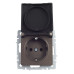 BRITE Розетка 1-местная с заземлением с защитными шторками и крышкой 16А IP44 РСбш10-3-44-БрТБ темная бронза IEK