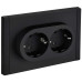 FORTE&PIANO Розетка 2-местная с заземлением без защитных шторок безвинтовое крепление 16А FP124M металл черный IEK