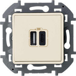 INSPIRIA Зарядное устройство USB А+С 3000мА 5Вслоновая кость
