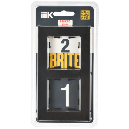 BRITE Рамка 2-местная РУ-2-2-Бр стекло черный матовый IEK