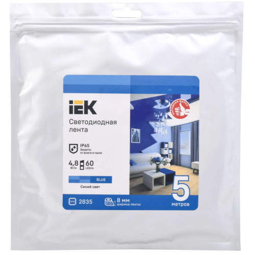 Лента светодиодная 5м LSR-2835B60-4,8-IP65-12В IEK