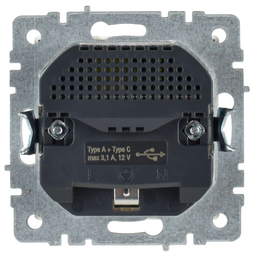 BRITE Розетка 1-местная с заземлением с защитными шторками 16А с USB A+C 18Вт РЮш11-1-БрБ белый IEK