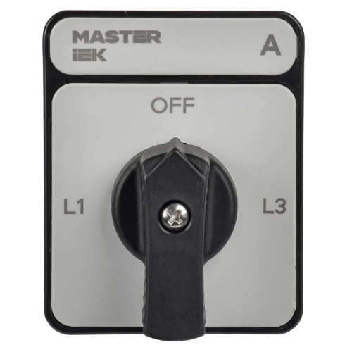 Переключатель кулачковый стандартная черная рукоятка 10А схема 98 MASTER IEK Переключатель кулачковый стандартная черная рукоятка 10А схема 98 MASTER IEK