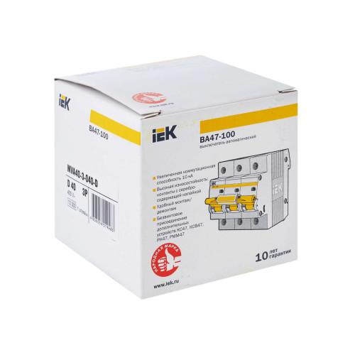 KARAT Автоматический выключатель ВА47-100 3P D 40А 10кА IEK
