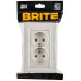 BRITE Розетка 2-местная с заземлением без защитных шторок плоская 16А в сборе РСПл12-3-БрЖ жемчуг IEK
