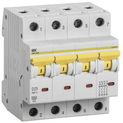 KARAT Автоматический выключатель ВА47-60M 4P D 25А 6кА IEK
