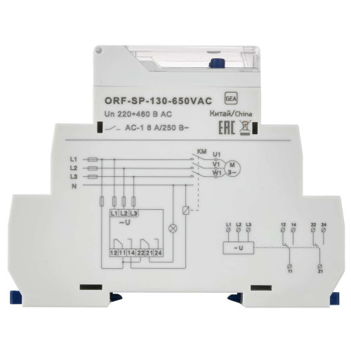 Реле контроля фаз ORF-SP 3 фазы 2 контакта 130-650В AC ONI