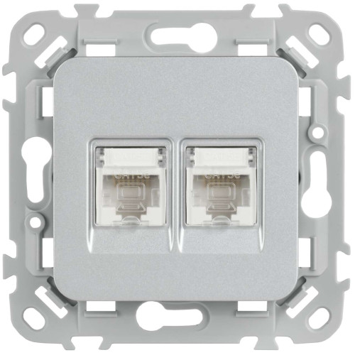 FLITE Розетка 2-местная компьютерная RJ45 категория 5Е UTP РК5е-2-0-ФлА алюминий IEK FLITE Розетка 2-местная компьютерная RJ45 категория 5Е UTP РК5е-2-0-ФлА алюминий IEK