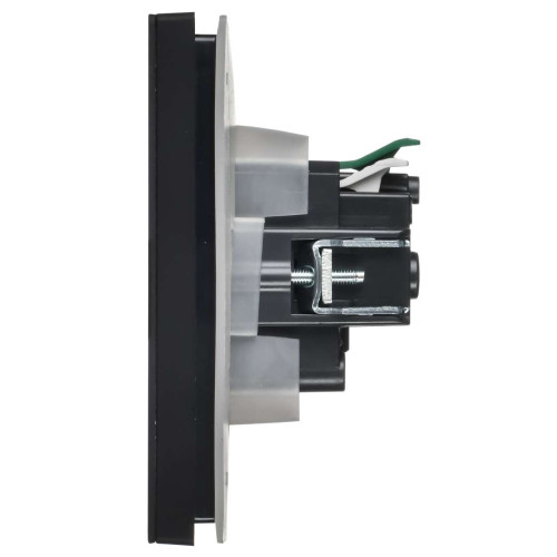 FORTE&PIANO Розетка 1-местная с заземлением с защитными шторками и крышкой безвинтовое крепление 16А IP44 FP119M металл черный IEK