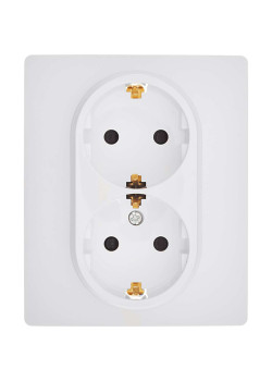 INSPIRIA Розетка 2-местная с заземлением с защитными шторками 16А в сборе белый